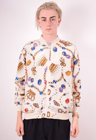 MENS VINTAGE SILK BOMBER JACKET LARGE MULTI 90S
