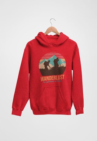 WANDERLUST MOUNTAIN EXPLORER RED HOODIE RETRO