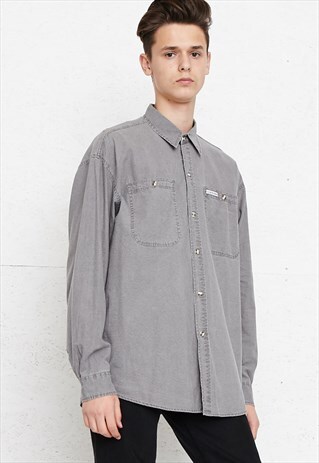 VINTAGE GREY CALVIN KLEIN JEANS LONG SLEEVE SHIRT