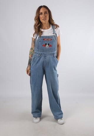 VINTAGE DISNEY DENIM DUNGAREES MICKEY WIDE LEG S 10 (93H)