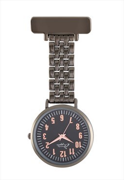 Annie Apple Rose Gold Gunmetal Link Nurses Nurse Fob Watch 
