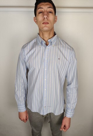 VINTAGE TOMMY HILFIGER SHIRT STRIPED IN BLUE