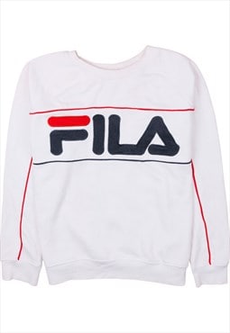 Vintage 90's Fila Sweatshirt Spellout Crew Neck White Small