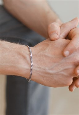 Silver link chain bracelet for men minimalist gift for him