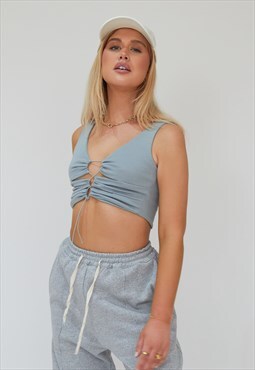 Cut Out Crop Top in Grey