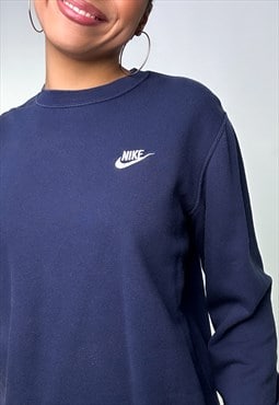 Navy Blue 00s NIKE Embroidered Sweatshirt 