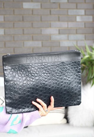 oversized navy clutch bag