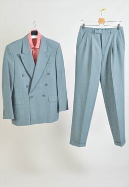 Vintage 90s double breasted suit in grey