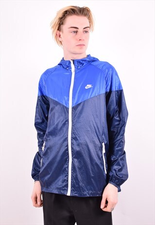 NIKE MENS VINTAGE JACKET LARGE NAVY BLUE 90'S