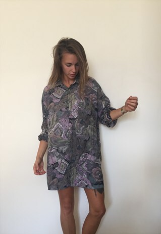 CRAZY PATTERNED VINTAGE RETRO FESTIVAL OVERSIZED SHIRT