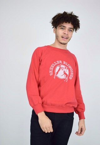 VINTAGE 90'S RED SWEATSHIRT WITH WHITE PRINT