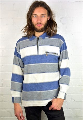 VINTAGE 90'S STRIPED 1/4 ZIP SWEATSHIRT