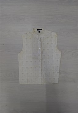 y2k White Sleeveless Burberry Blouse