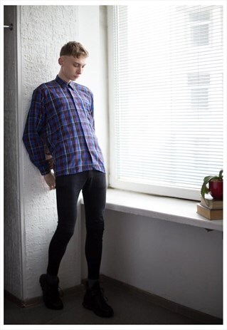VINTAGE 80'S BLUE CHECKED SHIRT