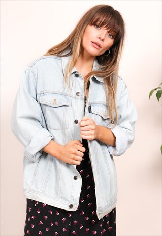 VINTAGE 80S OVERSIZED LIGHT WASH DENIM JACKET