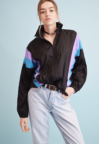 VINTAGE 80'S RETRO ATHLEISURE SPORTS BOMBER SHELL JACKET