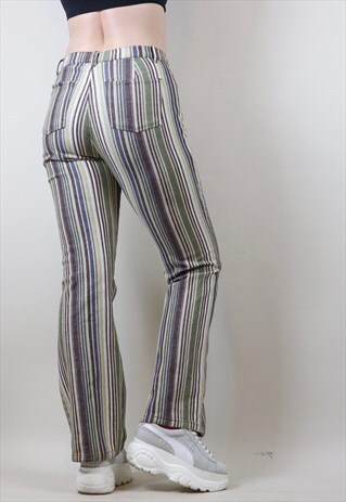 VINTAGE 90S BOOTCUT STRIPE FLARE JEANS TROUSERS 10