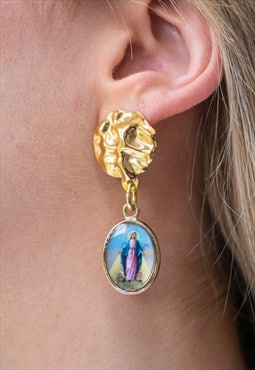 Maria Medal Hammered Earrings