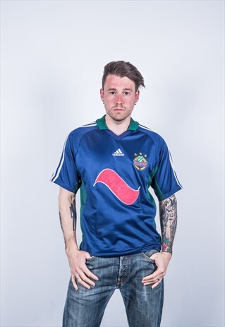VINTAGE 1990S NAVY BLUE ADIDAS FOOTBALL SHIRT