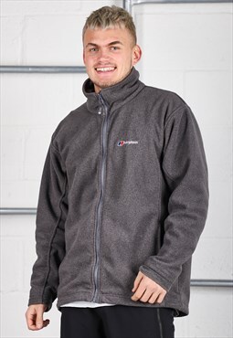 Vintage Berghaus Fleece in Grey Zip Up Hiking Jumper Large