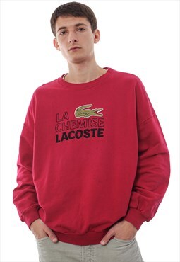 Vintage LACOSTE Sweatshirt Crew Neck 80s Red