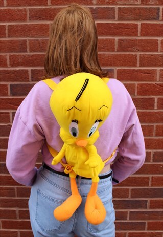 VINTAGE 90S BACKPACK RUCKSACK YELLOW TWEETY PIE SOFT TOY