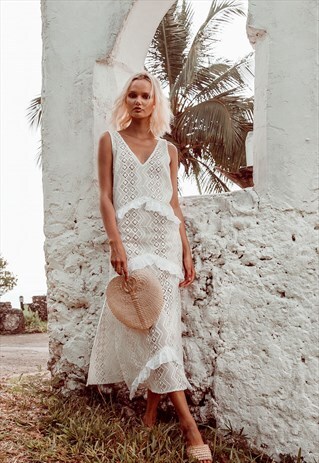 WHITE LACE MAXI DRESS- LONG LENGTH WITH SLIP