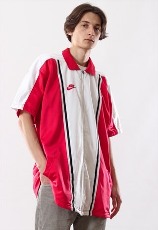 90'S VINTAGE MENS NIKE TRACK TOP SHIRT JERSEY SHORT SLEEVE
