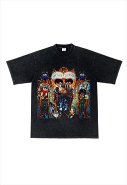 Black Washed MJ fans Retro T shirt tee 