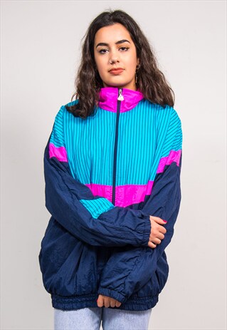 90'S VINTAGE COLOURBLOCK STRIPE SHELLSUIT TRACKSUIT JACKET