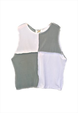 WHITE AND SAGE Y2K FESTIVAL CROPPED TANK TOP