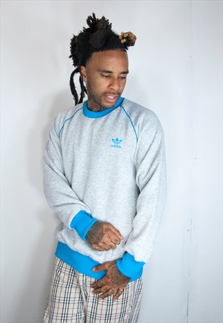 ADIDAS EMBROIDED GREY SWEATSHIRT