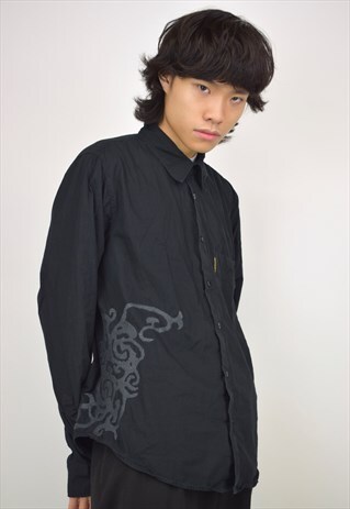 VINTAGE 90S ARMANI JEANS BLACK BUTTON UP SHIRT