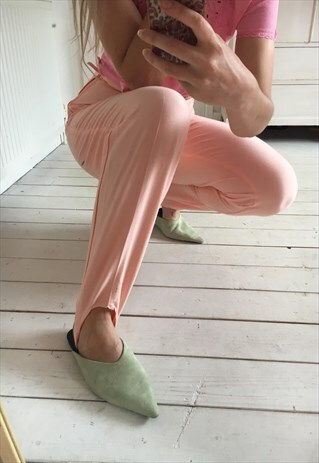 VINTAGE 80S CORAL PINK ANKLE STRAP TROUSERS SIZE MEDIUM