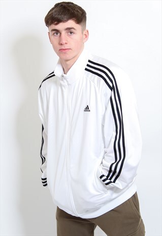 VINTAGE ADIDAS JACKET IN WHITE XXL