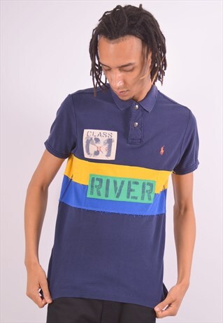 VINTAGE POLO RALPH LAUREN POLO SHIRT LONG SLEEVE NAVY BLUE