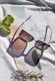 WHITE FRONT LENS RECTANGLE THICK FRAME SUNGLASSES 