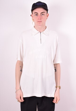 CALVIN KLEIN MENS VINTAGE POLO SHIRT LARGE WHITE 90'S