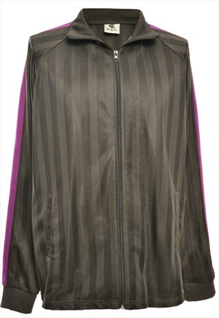 BEYOND RETRO VINTAGE BLACK STRIPED TRACK TOP - XL