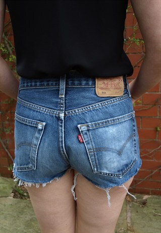 LEVI'S FESTIVAL DENIM SHORTS VINTAGE HIGH WAISTED DARK BLUE