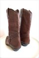 VINTAGE WRANGLER BROWN LEATHER COWBOY WESTERN BOOTS SHOES