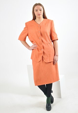 VINTAGE CO-ORDINATES JACKET AND MIDI SKIRT IN ORANGE