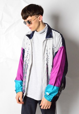 VINTAGE 90S COLOUR BLOCK DROP SHOULDER SHELL TRACK JACKET