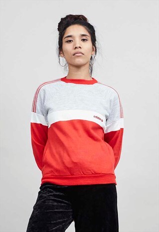 VINTAGE EARLY 70'S ADIDAS RED WHITE AND GREY SWEATER