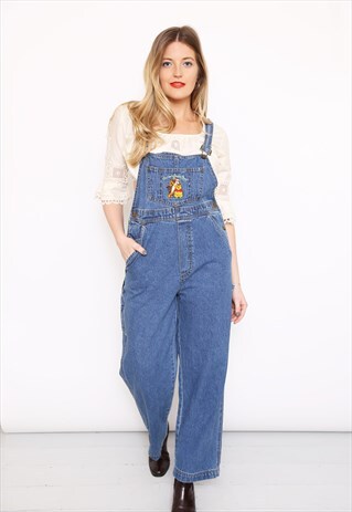 VINTAGE 90S WINNIE THE POOH DENIM DUNGAREES