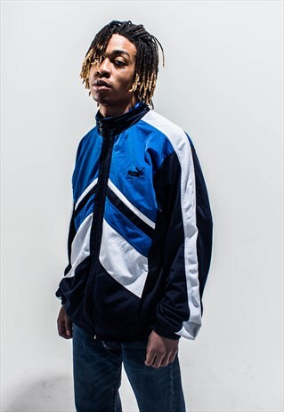 VINTAGE 90S PUMA TRACK TOP IN BLUE, NAVY AND WHITE