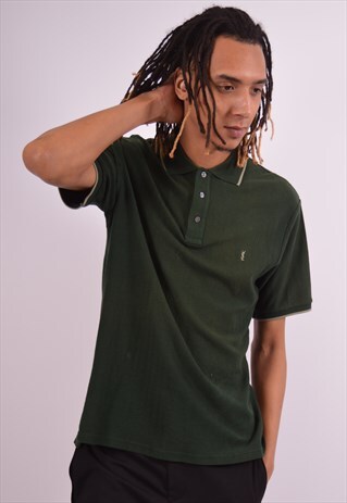 YVES SAINT LAURENT MENS VINTAGE POLO SHIRT LARGE GREEN 90S