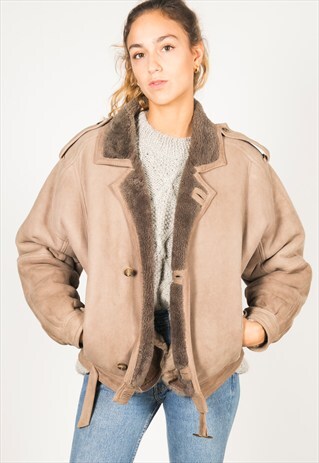 VINTAGE 80S WINTER SHEEPSKIN COAT / R049