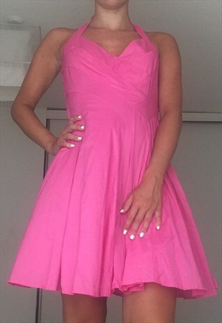 VINTAGE Y2K 90'S/00'S JANE NORMAN HOT PINK HALTER DRESS