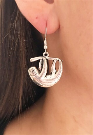 SLOTH EARRINGS, SILVER EARRINGS, SLOTH JEWELLERY, SLOTH